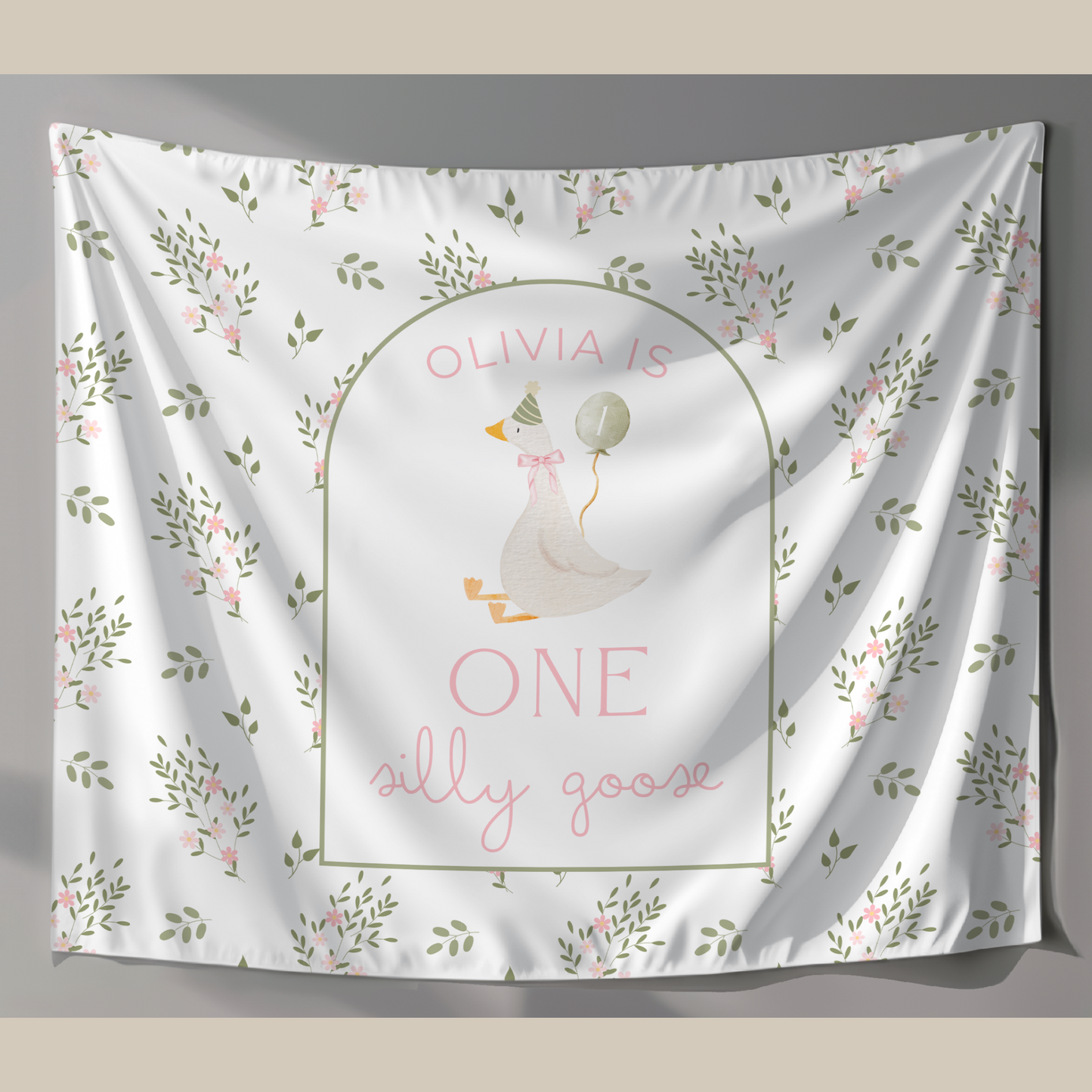 One Silly Goose Birthday Personalized Banner 1st Birthday Silly Goose Party Decor Photo Backdrop Goose Custom Banner First Birthday Ideas
