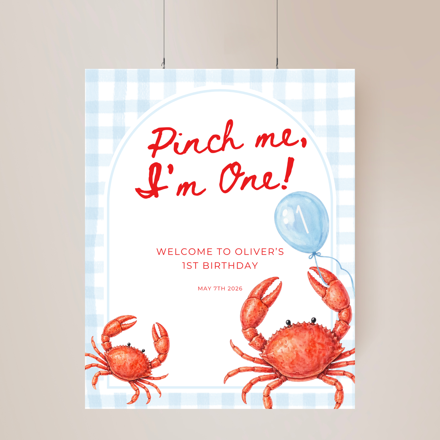 Blue Crab Pinch Me I'm One Birthday Party Set (Everything You Need)