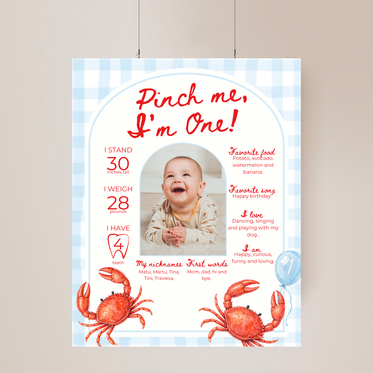 Blue Crab Pinch Me I'm One Birthday Party Set (Everything You Need)