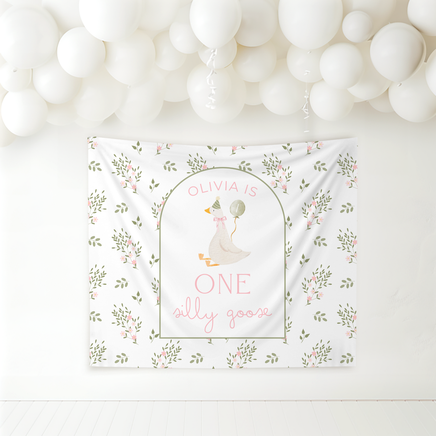 One Silly Goose Birthday Personalized Banner 1st Birthday Silly Goose Party Decor Photo Backdrop Goose Custom Banner First Birthday Ideas