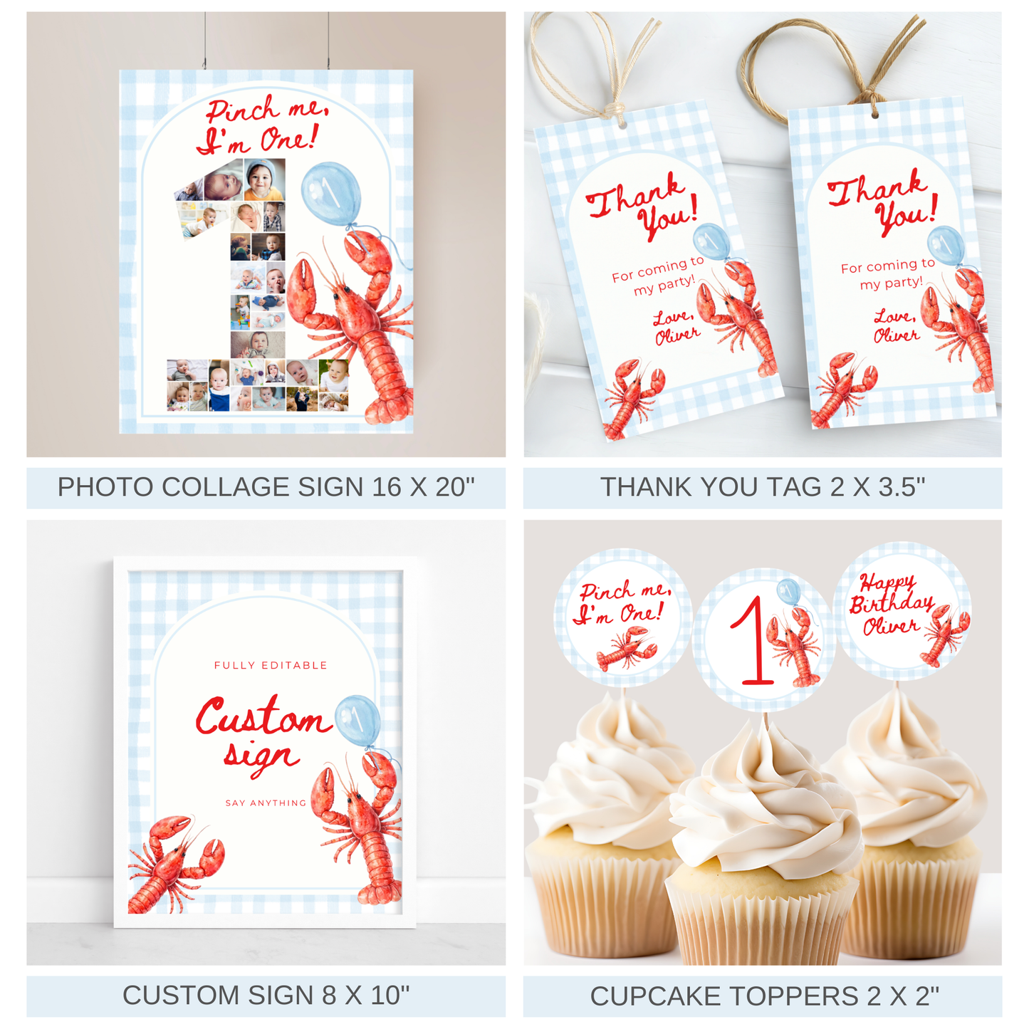Blue Pinch Me I'm One Birthday Party Set (Everything You Need)