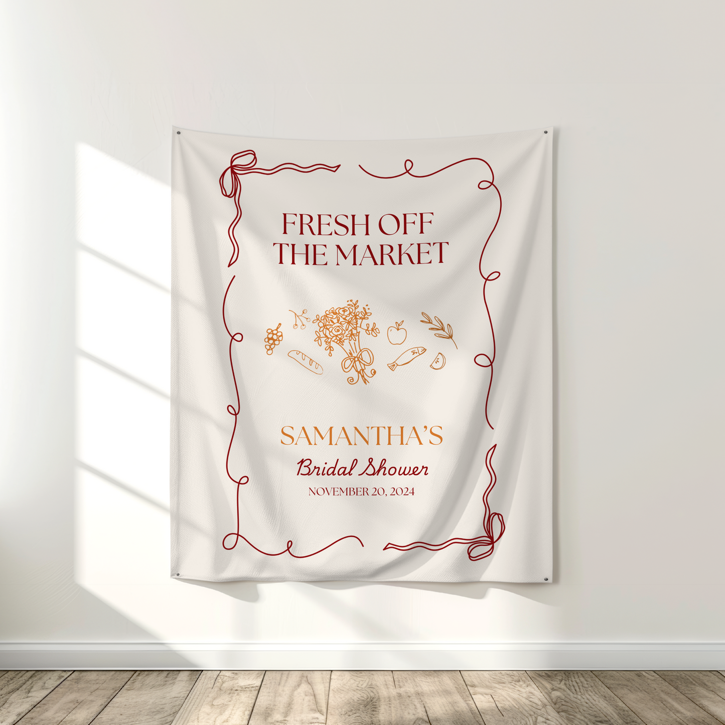 Fresh Off The Market Bridal Shower Personalized Banner Farmer's Market Bridal Shower Backdrop Garden Market Wedding Shower Welcome Sign