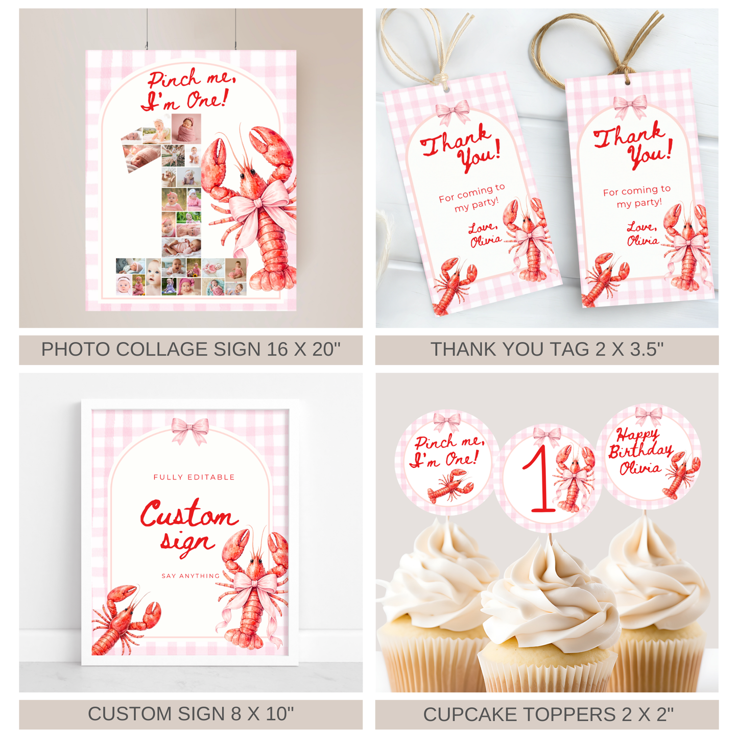 Pink Pinch Me I'm One Birthday Party Set (Everything You Need)