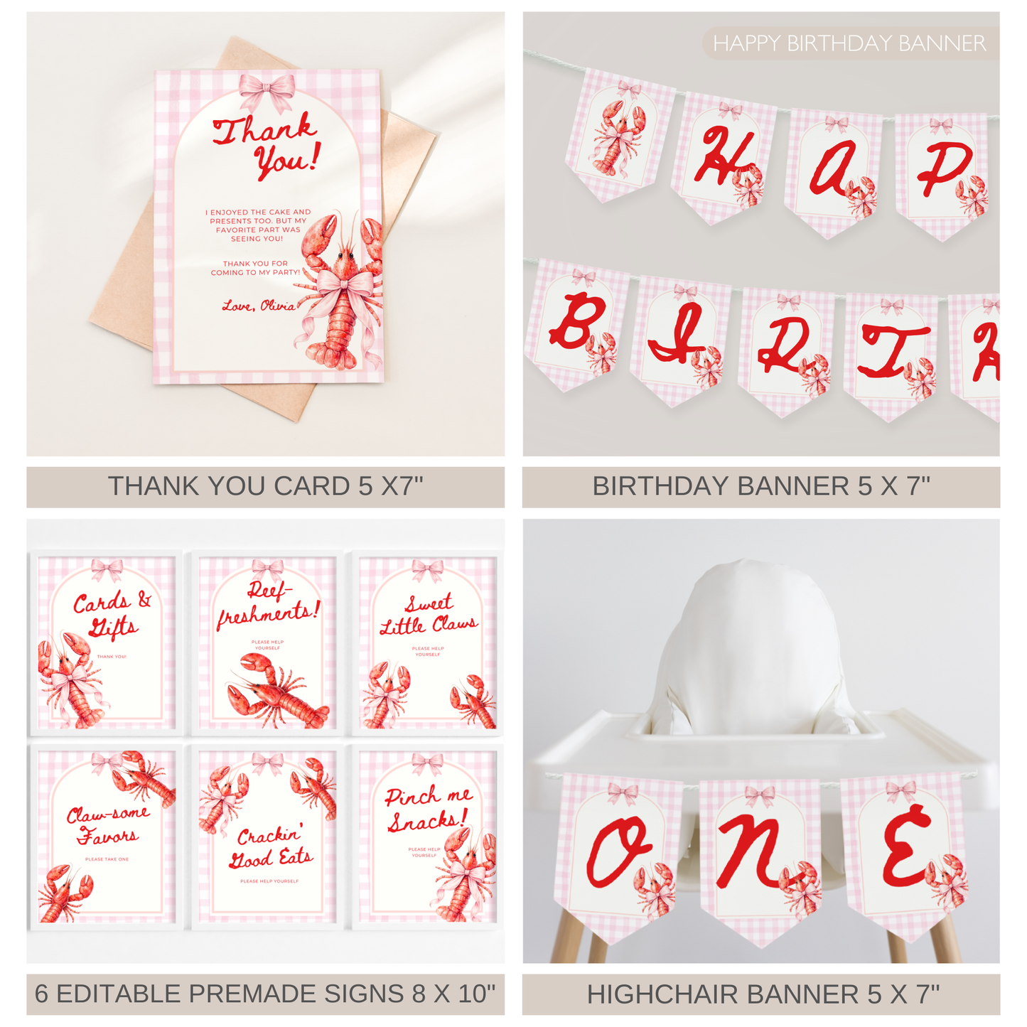 Pink Pinch Me I'm One Birthday Party Set (Everything You Need)