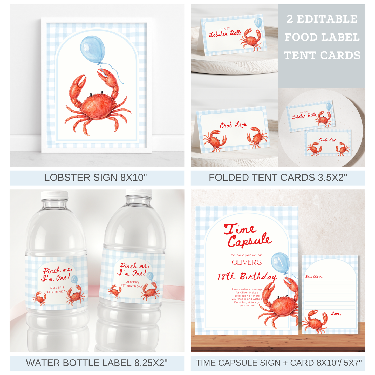 Blue Crab Pinch Me I'm One Birthday Party Set (Everything You Need)