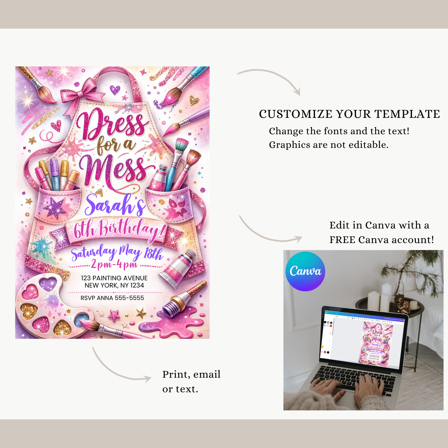 Dress for a Mess Birthday Party Invitation