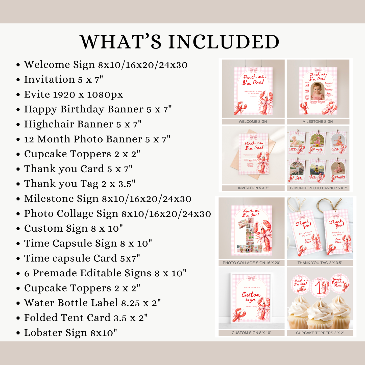 Pink Pinch Me I'm One Birthday Party Set (Everything You Need)