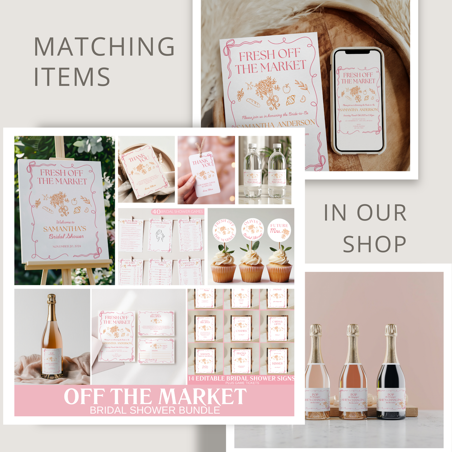Spring Fresh Off The Market Bridal Shower Personalized Banner Farmer's Market Bridal Shower Backdrop Garden Market Wedding Shower Welcome Sign