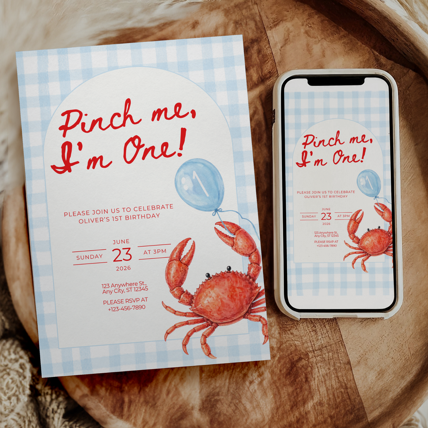 Blue Crab Pinch Me I'm One Birthday Party Set (Everything You Need)