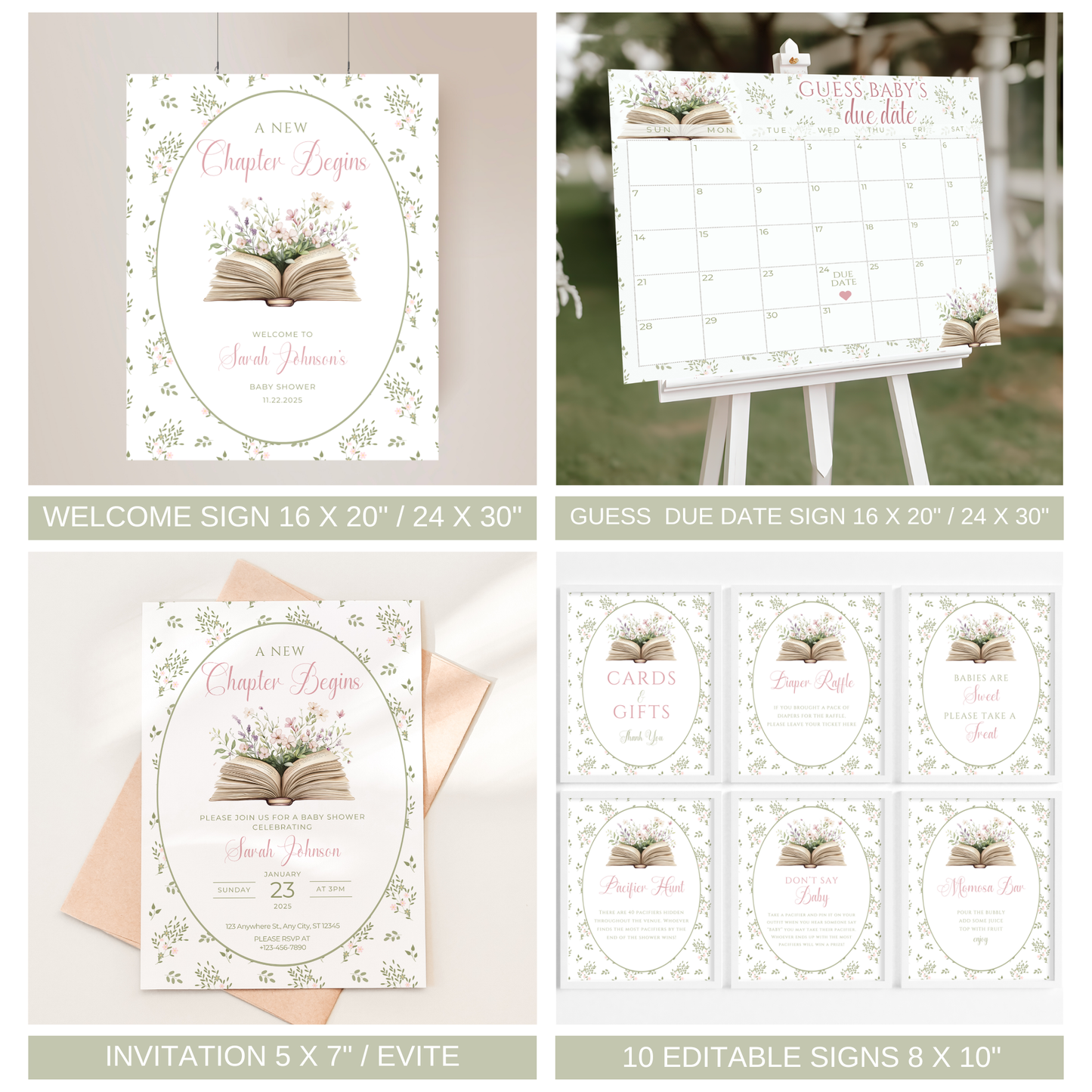 Storybook Baby Shower Bundle New Chapter Begins Baby Shower Invite Book themed Baby Sprinkle Storybook Baby Shower Decor New Tale Printable