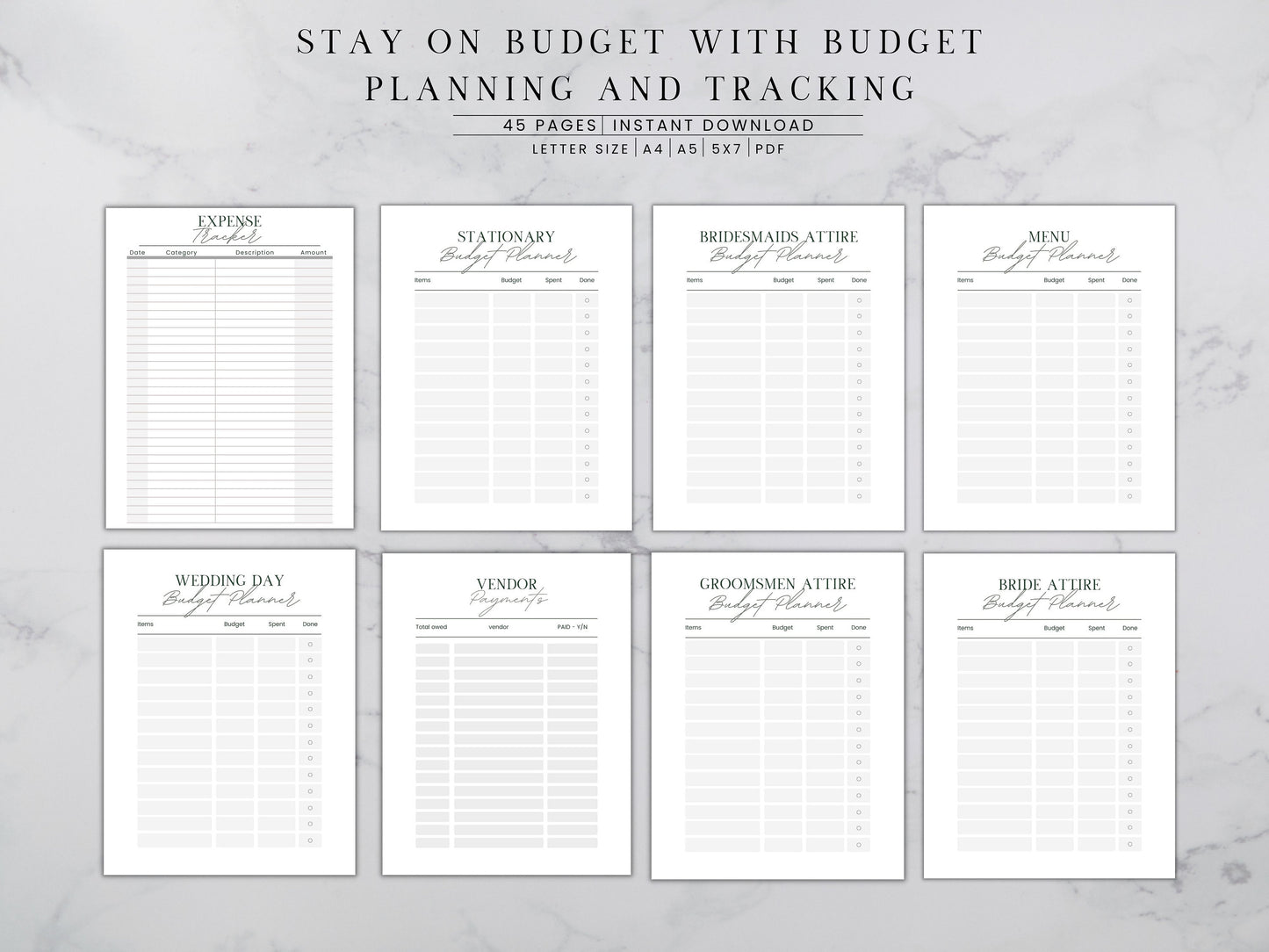 Wedding Planner Printable, Digital Wedding Planner Pages, Goodnotes, Wedding Bundle, Wedding Book, Wedding Planner PDF, letter, half, A4 ,A5
