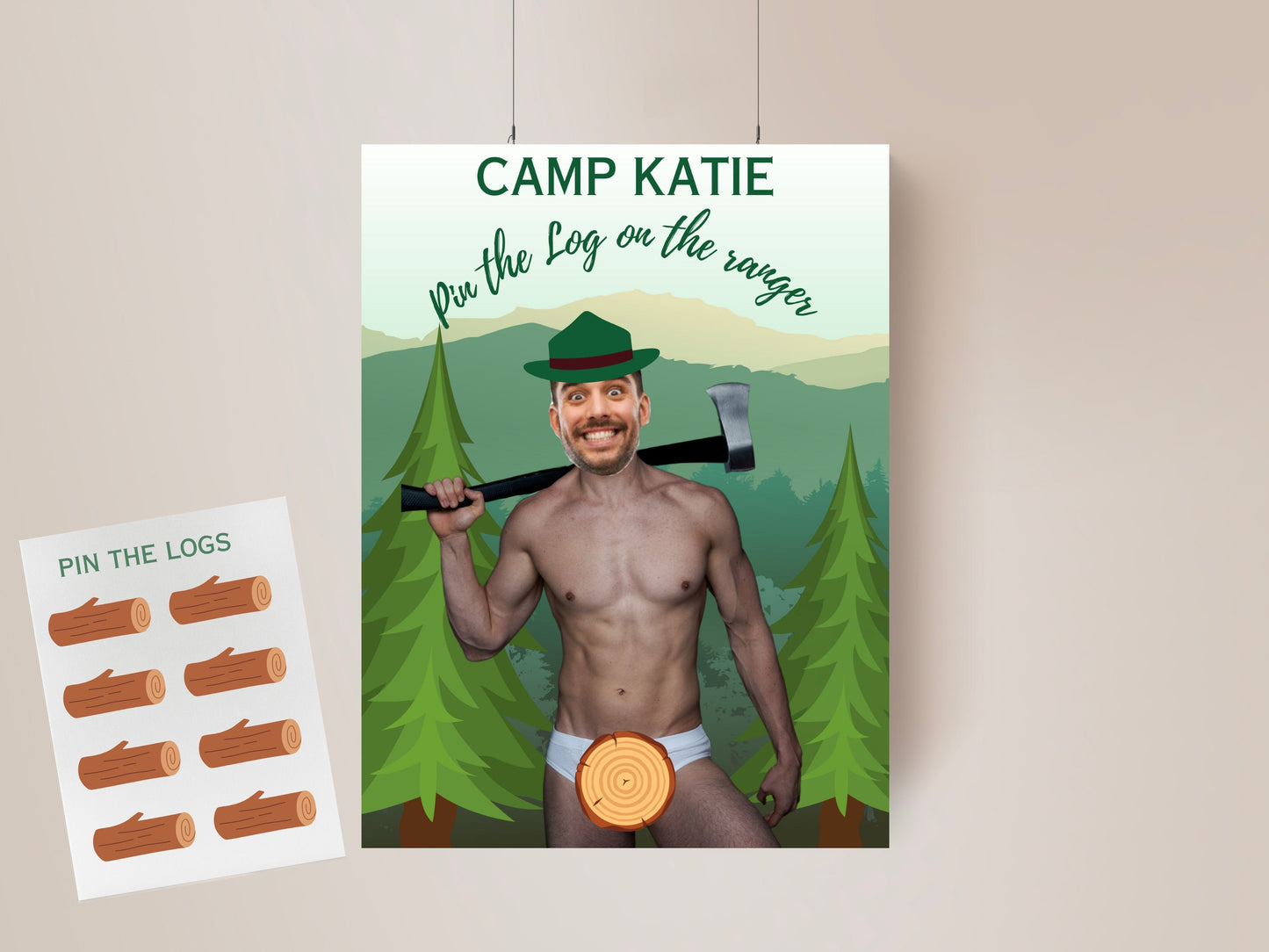 Camp Bachelorette Party Game Template Last trail before the veil personalized decor sign Camp Bach Editable Games Groom Face Decor Mountain