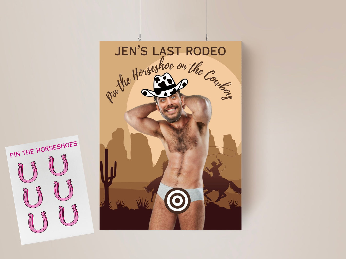 Cowboy Bachelorette Party Game Template Same Cowboy forever personalized decor sign Nashville Bach Editable Game Groom Face Decor Last Rodeo