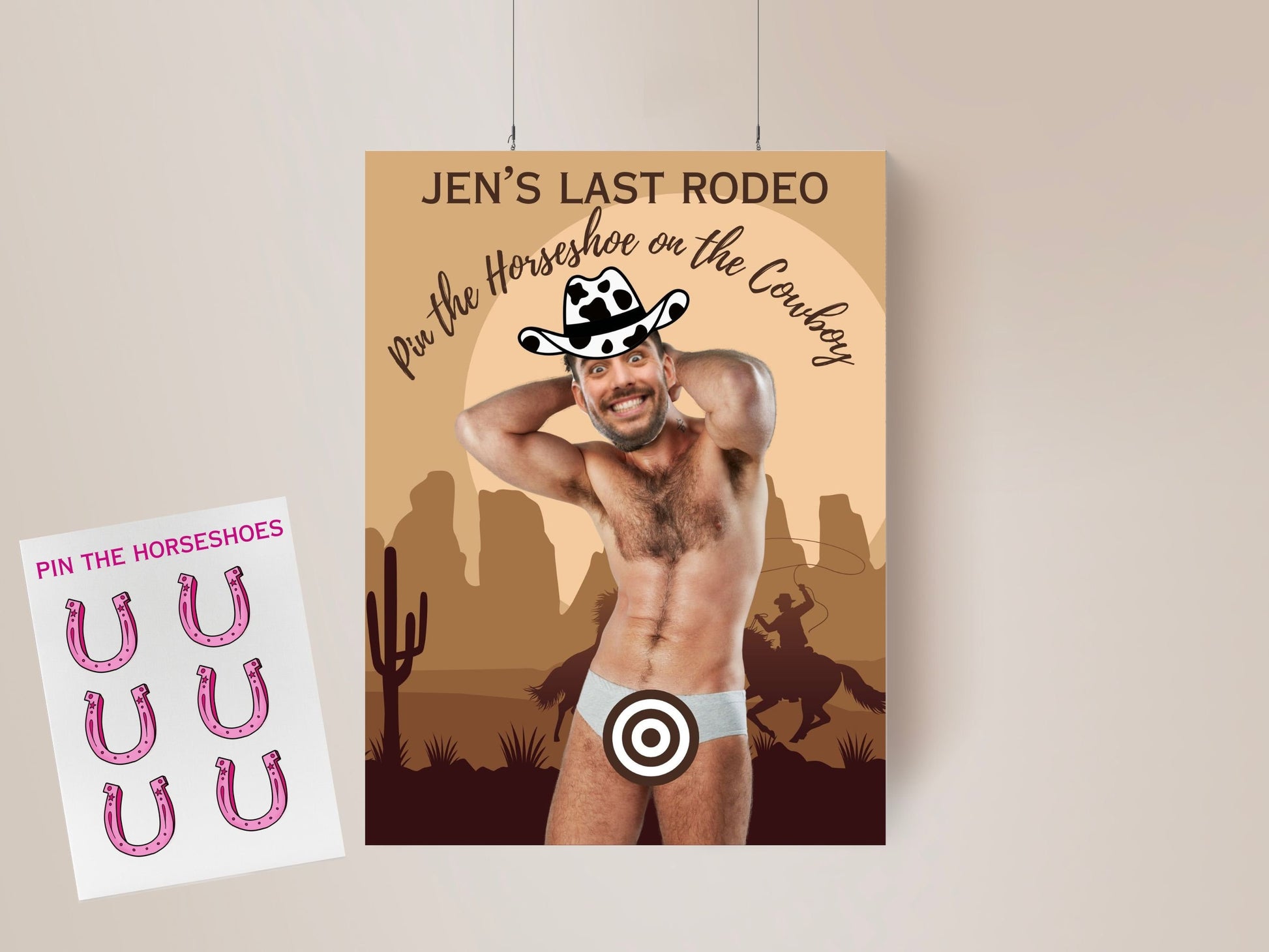 Cowboy Bachelorette Party Game Template Same Cowboy forever personalized decor sign Nashville Bach Editable Game Groom Face Decor Last Rodeo