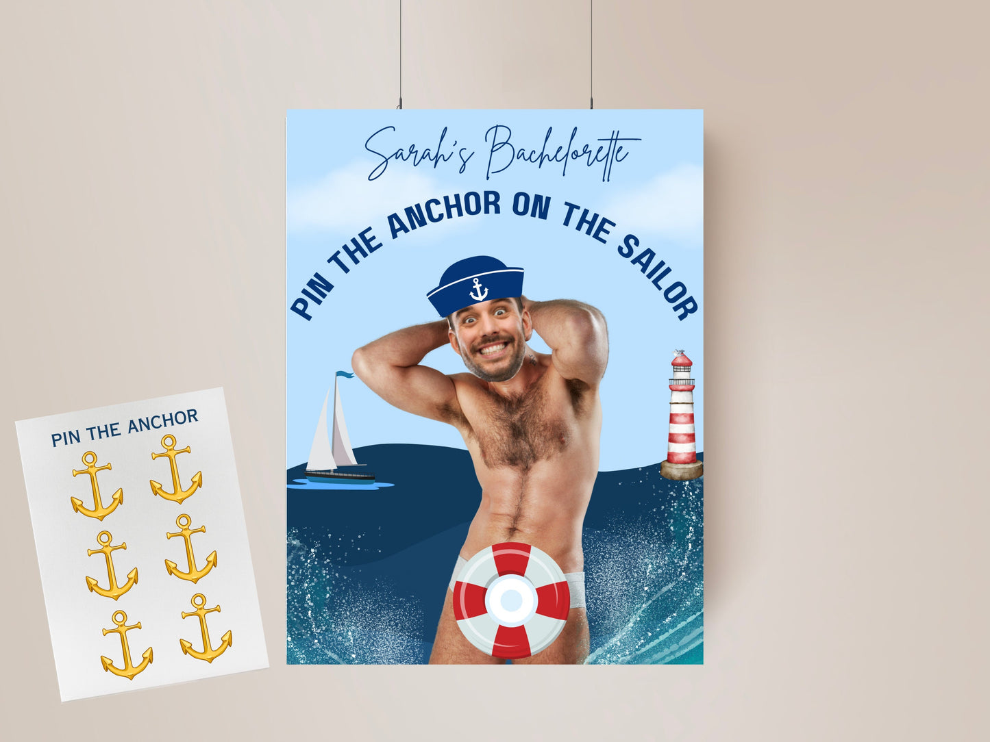 Nautical Bachelorette Party Game Template Let's get Nauti personalized decor sign Sailor Bach Editable Games Groom Face Decor