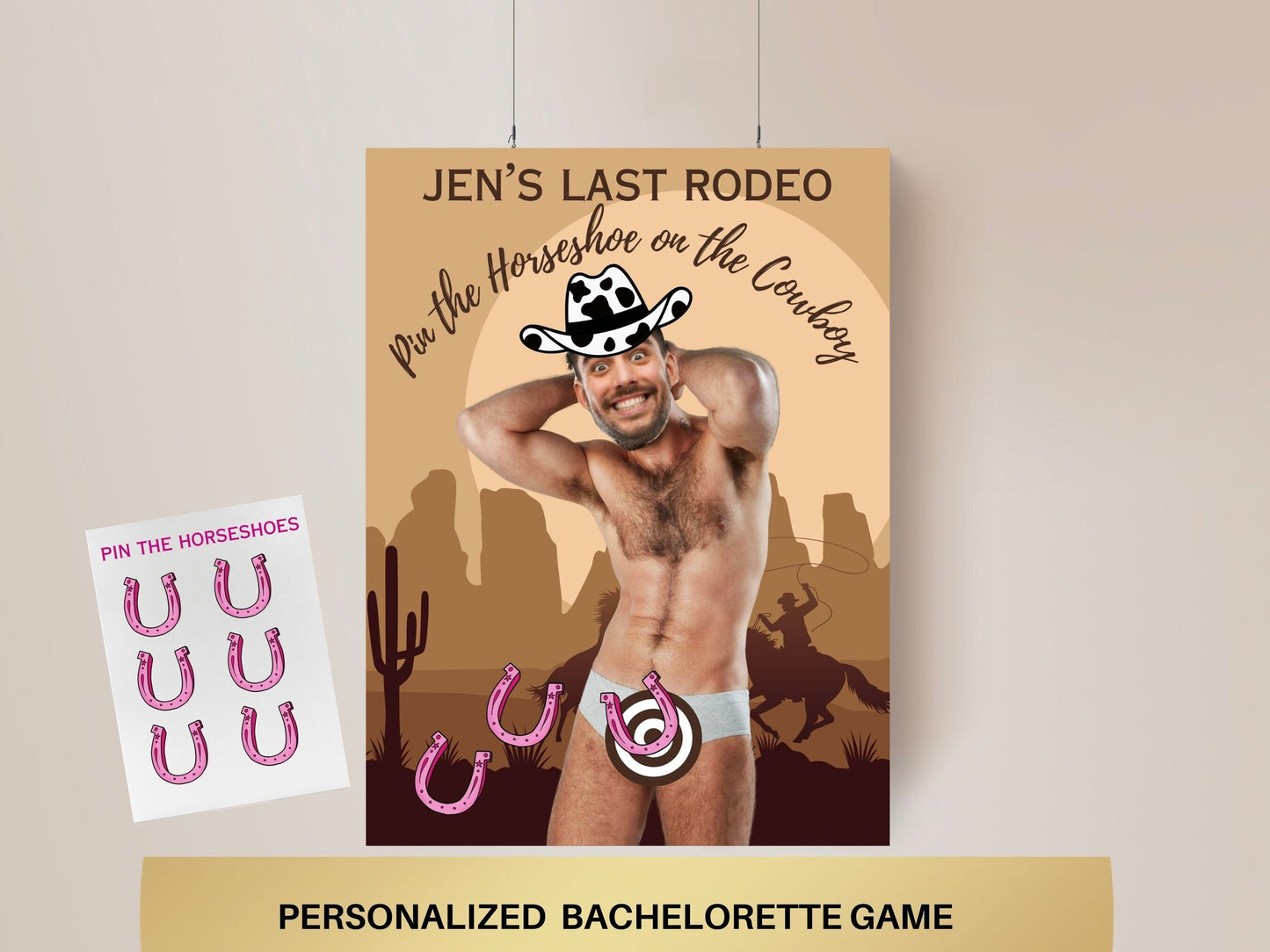 Cowboy Bachelorette Party Game Template Same Cowboy forever personalized decor sign Nashville Bach Editable Game Groom Face Decor Last Rodeo
