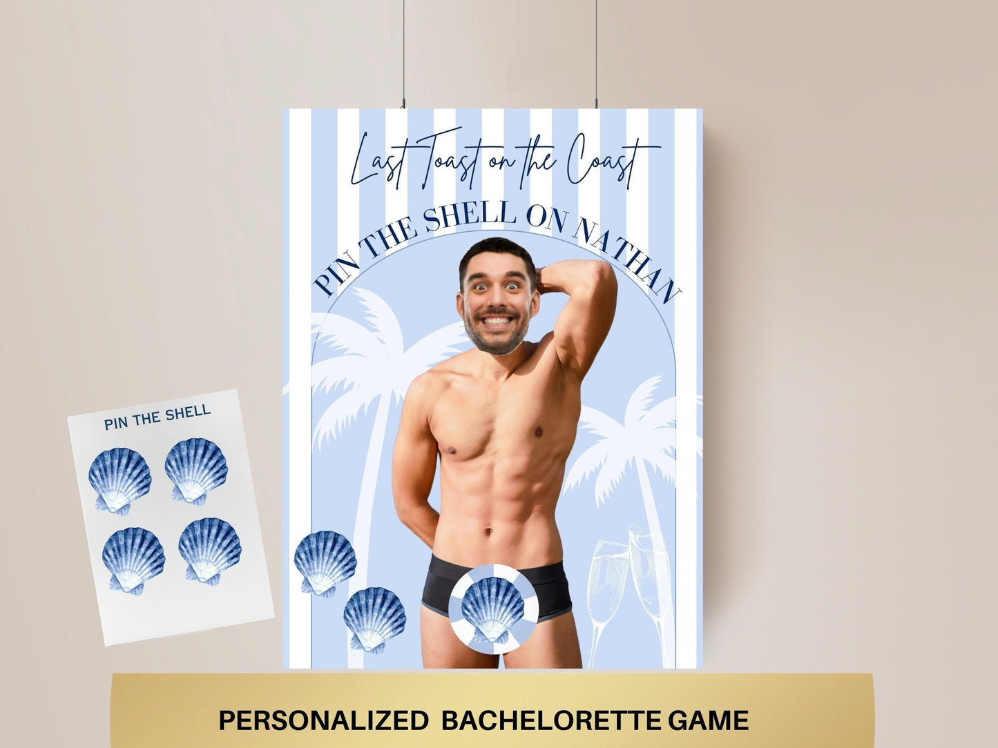 Coastal Bachelorette Party Game Template Last Toast on the coast personalized decor sign Beach Bach Editable Games Groom Face Decor Miami