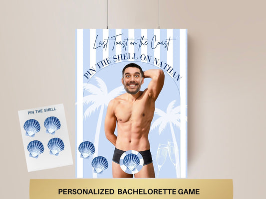 Coastal Bachelorette Party Game Template Last Toast on the coast personalized decor sign Beach Bach Editable Games Groom Face Decor Miami