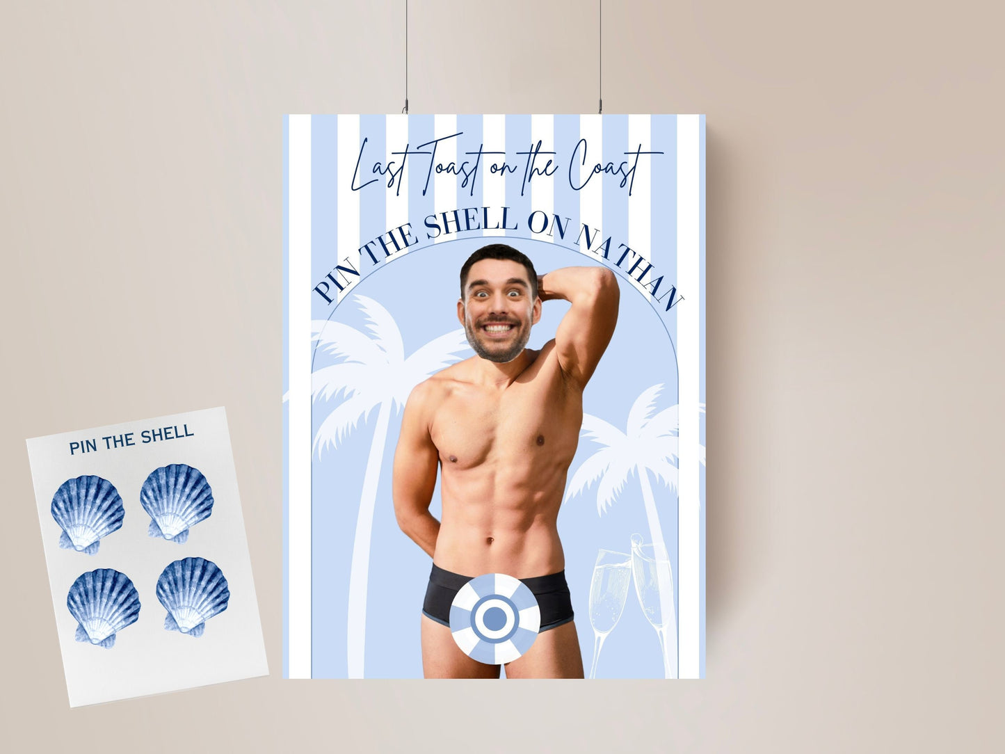 Coastal Bachelorette Party Game Template Last Toast on the coast personalized decor sign Beach Bach Editable Games Groom Face Decor Miami