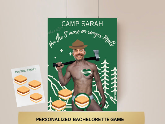 Camp Bachelorette Party Game Template Last trail before the veil personalized decor sign Camp Bach Editable Games Groom Face Decor Mountain