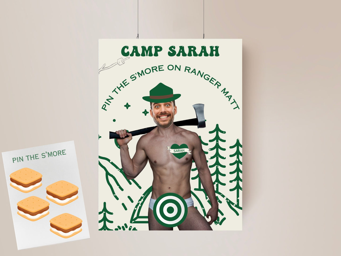 Camp Bachelorette Party Game Template Last trail before the veil personalized decor sign Camp Bach Editable Games Groom Face Decor Mountain