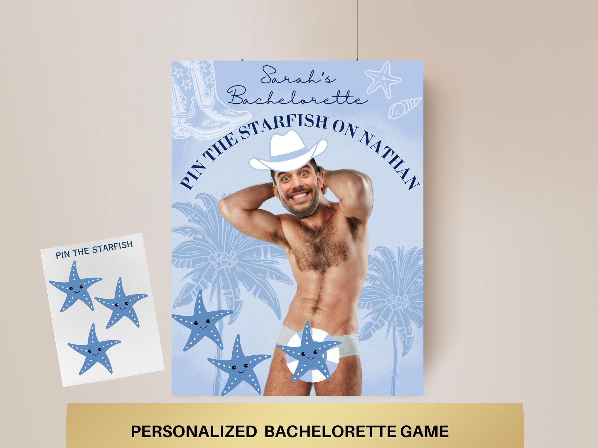 Coastal Cowgirl Bachelorette Party Game Template Last Toast on the coast personalized decor sign Beach Bach Editable Games Groom Face Decor