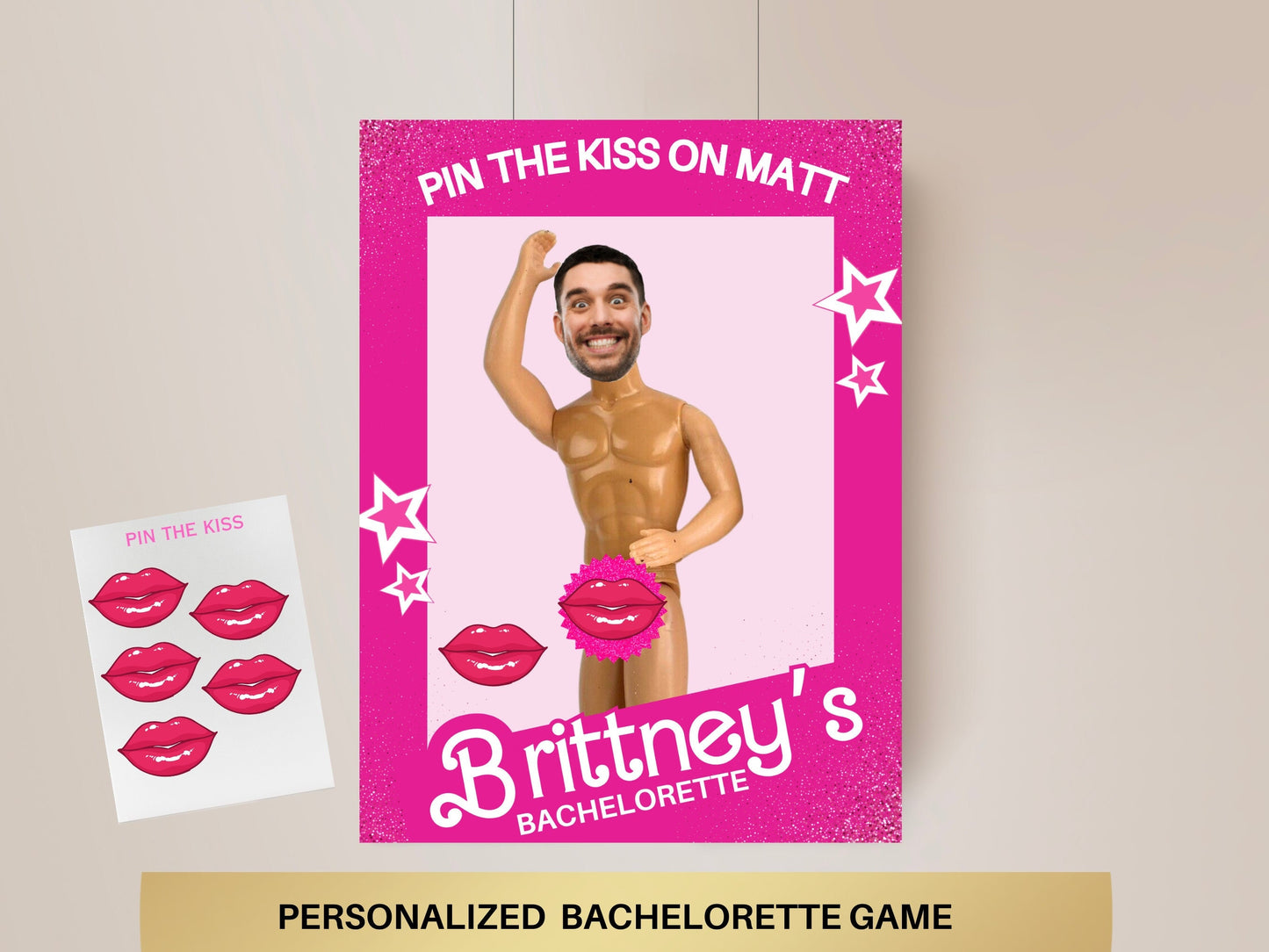 Fashion Doll Personalized Printable Game Pink Doll Theme Bach Party Games Iconic doll hen do Disco Pink Doll Bridal Shower Groom Face decor