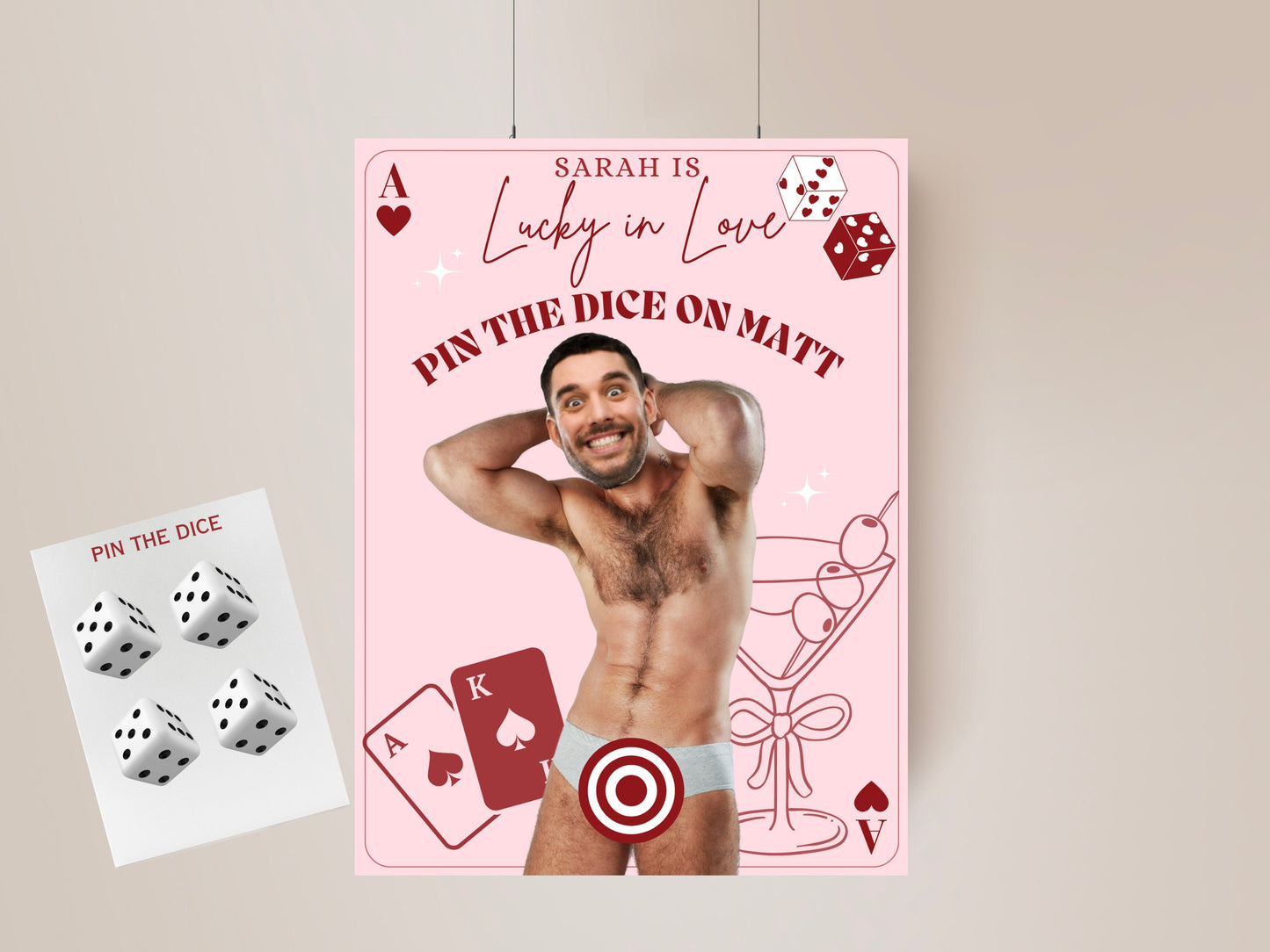 Lucky In Love Bachelorette Party Game Template las Vegas personalized decor sign Casino Bach Editable Game Vegas before vow Groom Face Decor