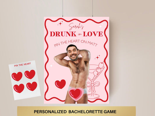 Drunk in Love Bachelorette Party Game Template Cocktail bach personalized decor sign Martini Bach Editable Games Groom Face Decor vino