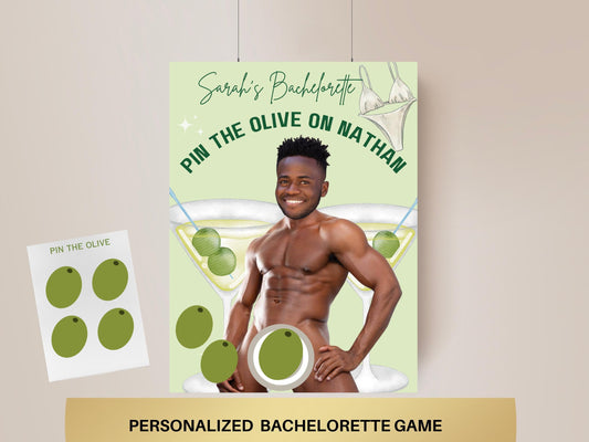 Martinis and Bikinis Bachelorette Party Game Template bikinis and tinis personalized decor sign Martini Bach Editable Game Groom Face Decor