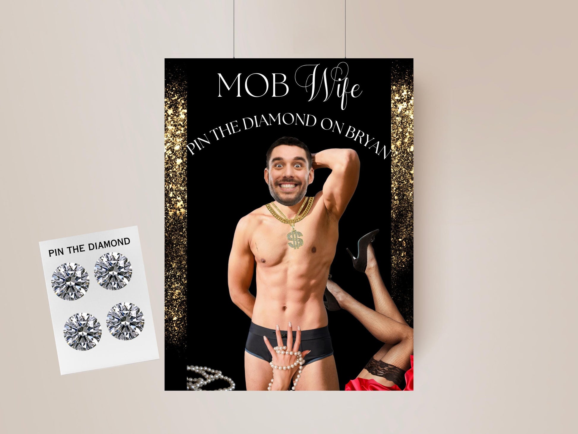 Mob Wife era Bachelorette Party Game Editable Template Mob Wife Aesthetic Old Money Bach Vintage Hen Do Grooms face decor Wife of the Party
