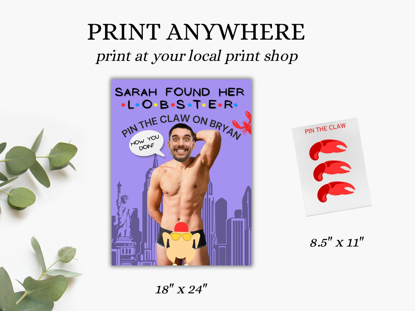 She Found Her Lobster Bachelorette Party Games template Gift for friends getting married custom personalized grooms face decor sign