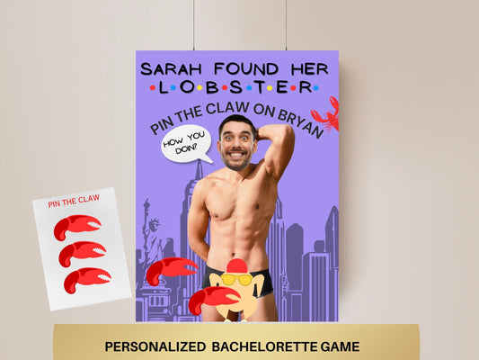 She Found Her Lobster Bachelorette Party Games template Gift for friends getting married custom personalized grooms face decor sign