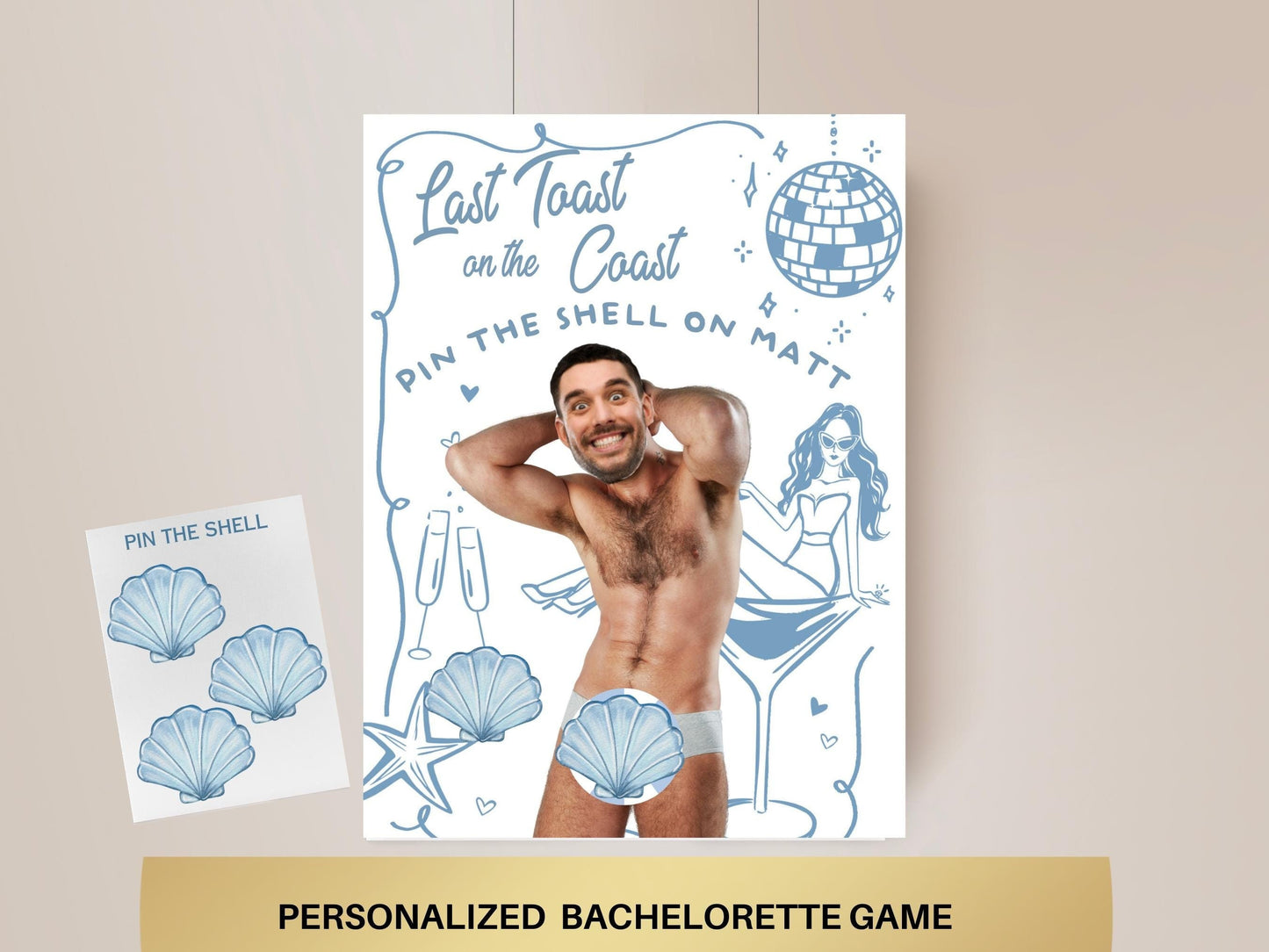 Coastal Bachelorette Party Game Template Last Toast on the coast personalized decor sign Beach Bach Editable Games Groom Face Decor Miami