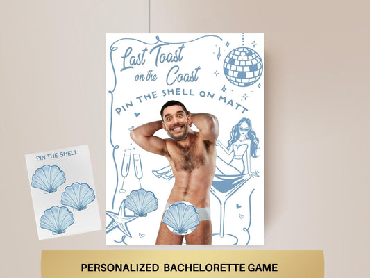 Coastal Bachelorette Party Game Template Last Toast on the coast personalized decor sign Beach Bach Editable Games Groom Face Decor Miami