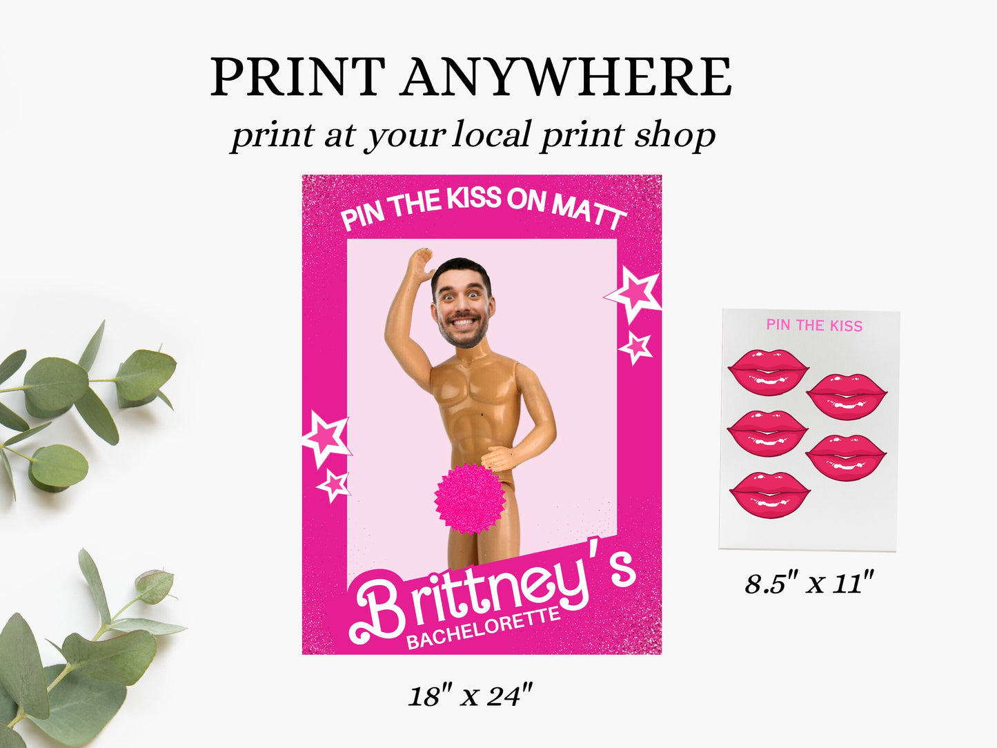 Fashion Doll Personalized Printable Game Pink Doll Theme Bach Party Games Iconic doll hen do Disco Pink Doll Bridal Shower Groom Face decor
