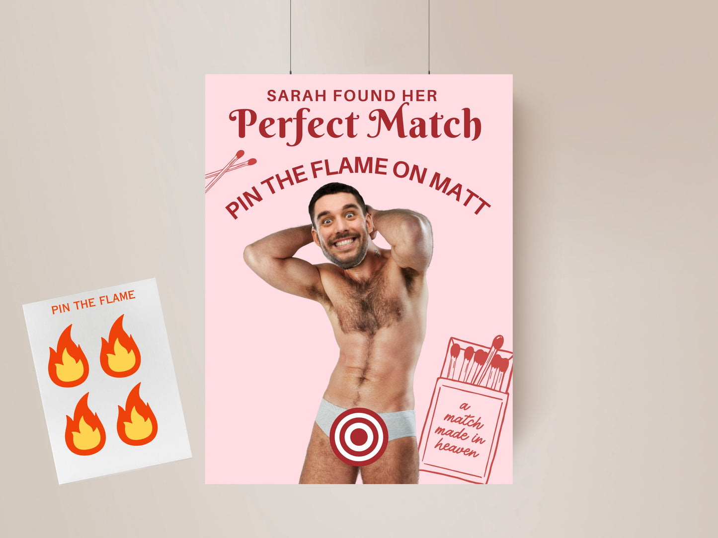 Perfect Match Bachelorette Party Game Match made in heaven Bach Party Games Let's get Lit hens Party Grooms face decor Pin the Junk
