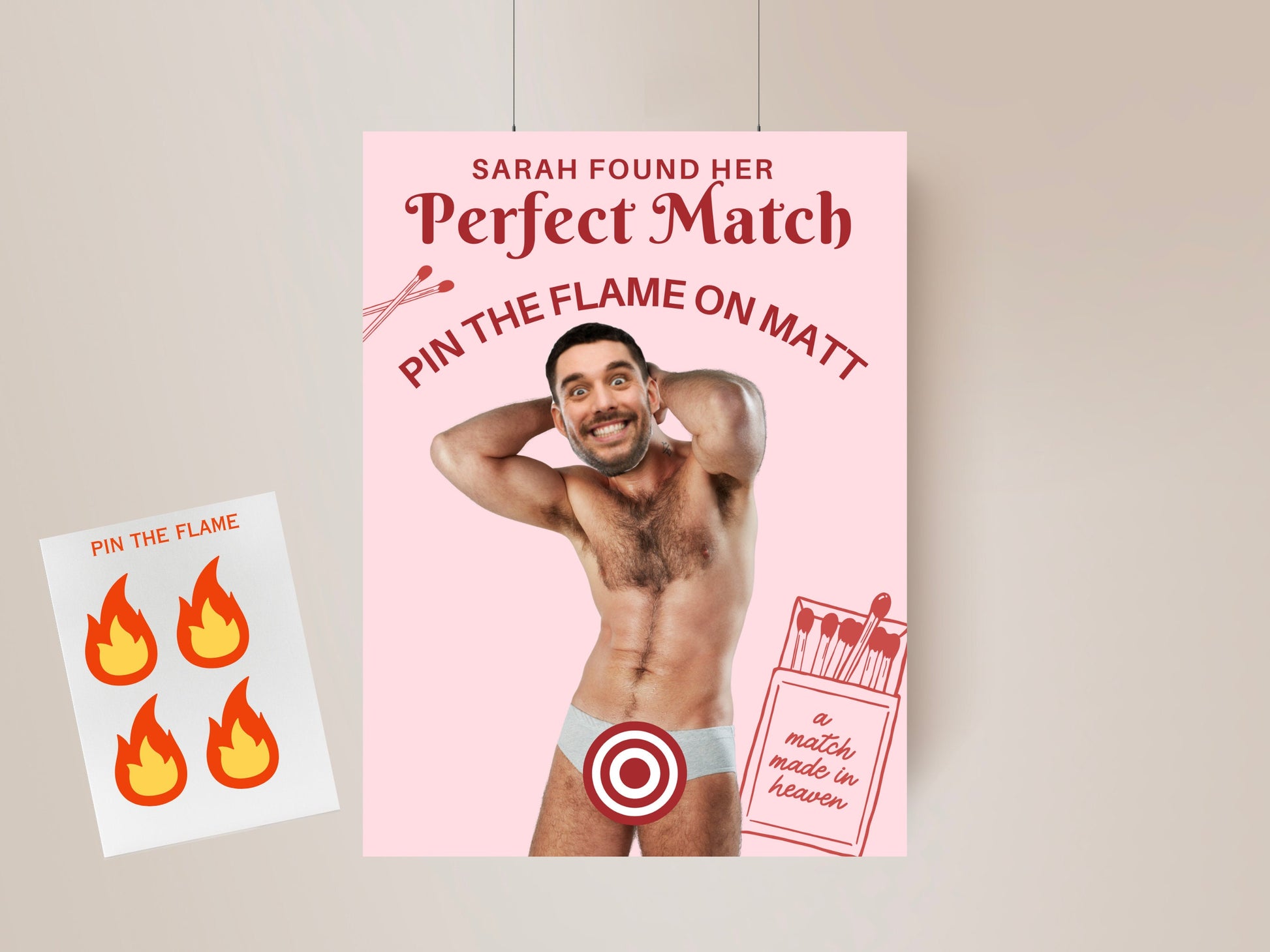 Perfect Match Bachelorette Party Game Match made in heaven Bach Party Games Let's get Lit hens Party Grooms face decor Pin the Junk
