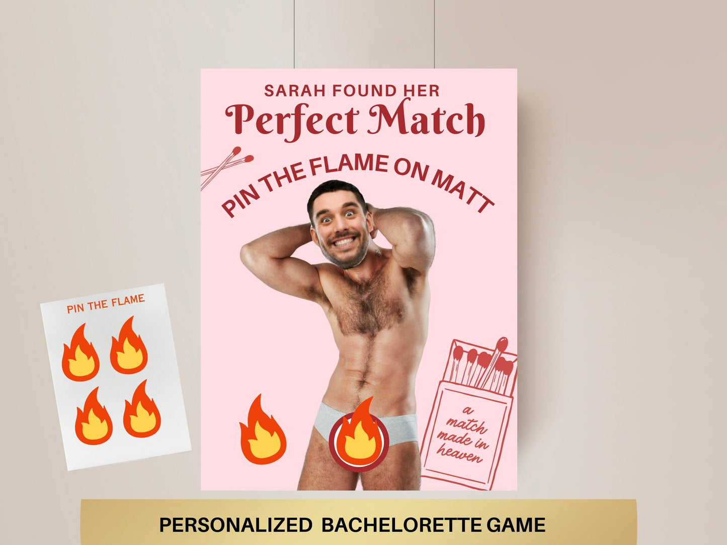 Perfect Match Bachelorette Party Game Match made in heaven Bach Party Games Let's get Lit hens Party Grooms face decor Pin the Junk