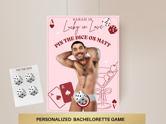 Lucky In Love Bachelorette Party Game Template las Vegas personalized decor sign Casino Bach Editable Game Vegas before vow Groom Face Decor