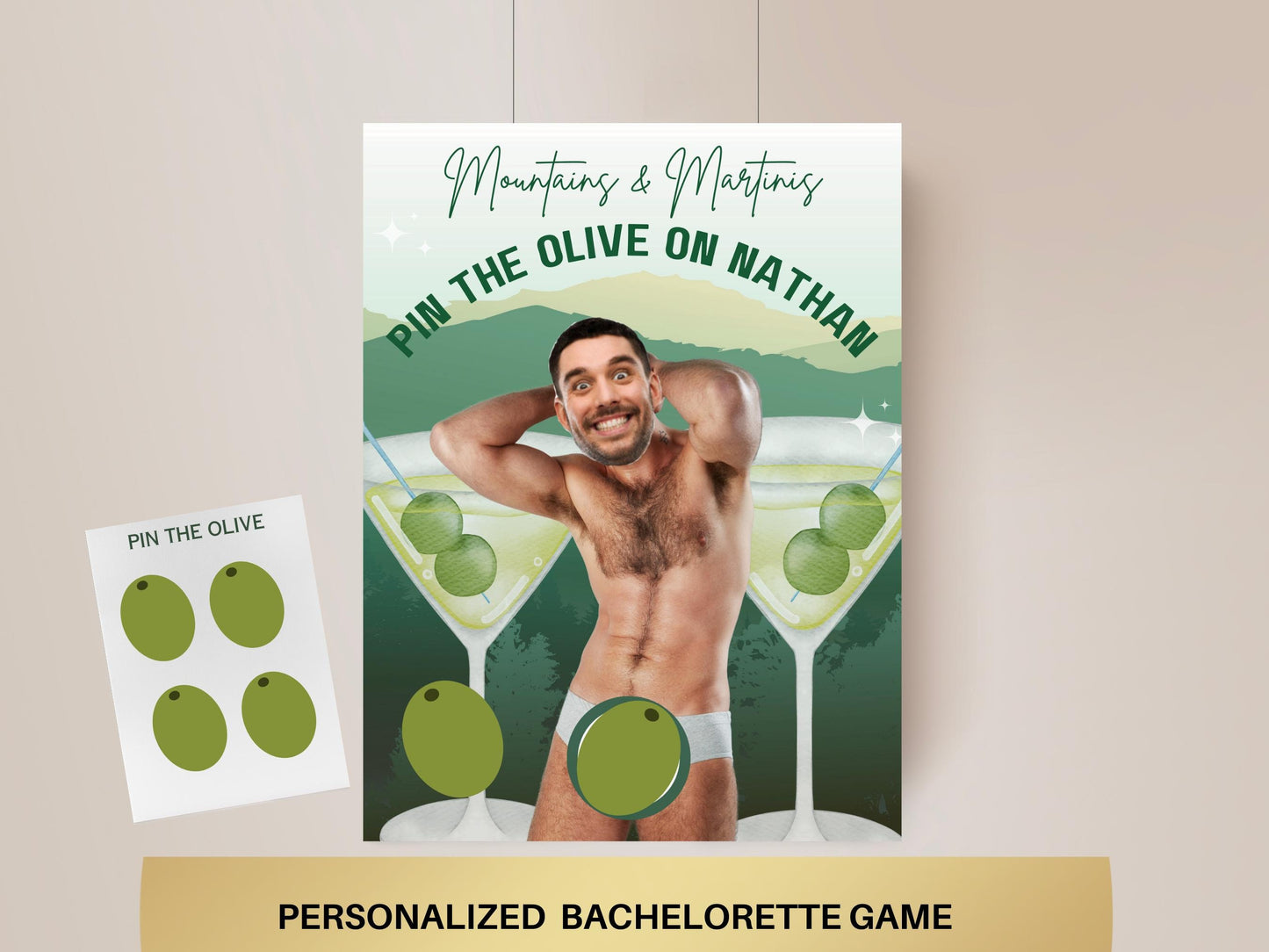 Mountains and martinis Bachelorette Party Game Template Beanies and Martinis personalized decor sign Winter Bach Editable Games Groom Face