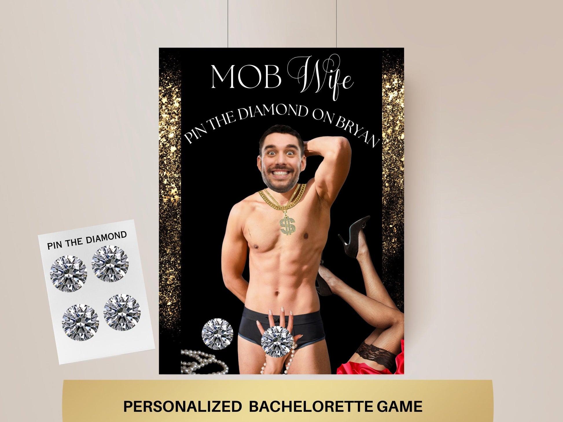Mob Wife era Bachelorette Party Game Editable Template Mob Wife Aesthetic Old Money Bach Vintage Hen Do Grooms face decor Wife of the Party