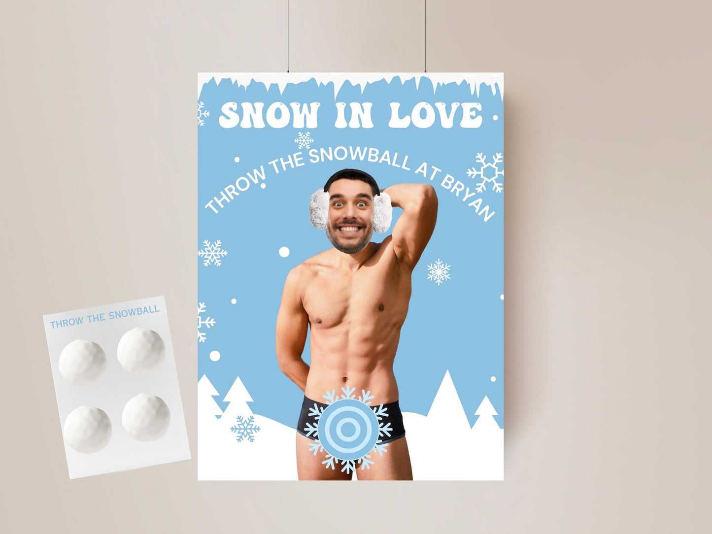 Snow in Love Bachelorette Party Game Template apres ski bride personalized decor sign Winter Bach Editable Games Groom Face Decor