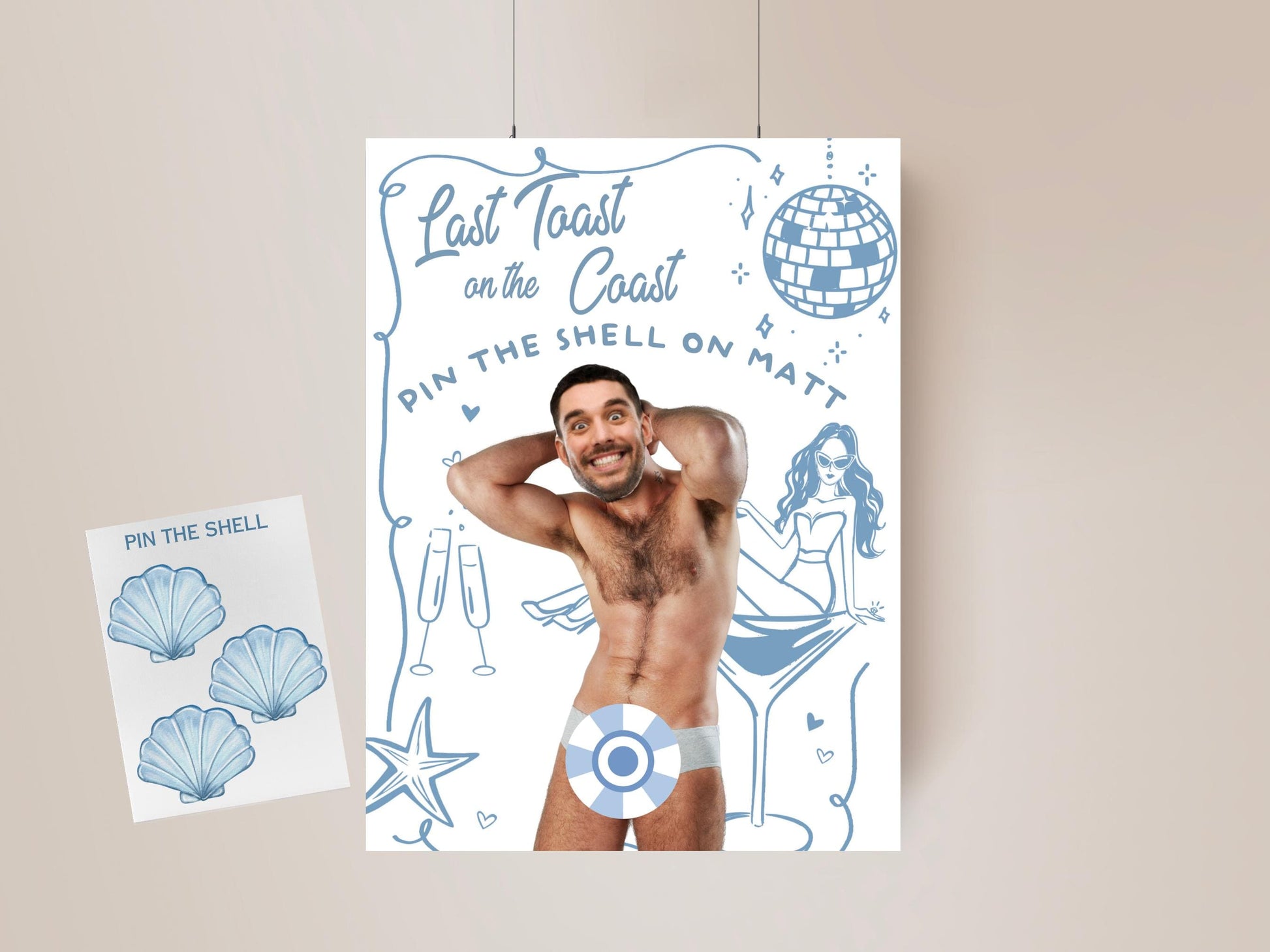 Coastal Bachelorette Party Game Template Last Toast on the coast personalized decor sign Beach Bach Editable Games Groom Face Decor Miami