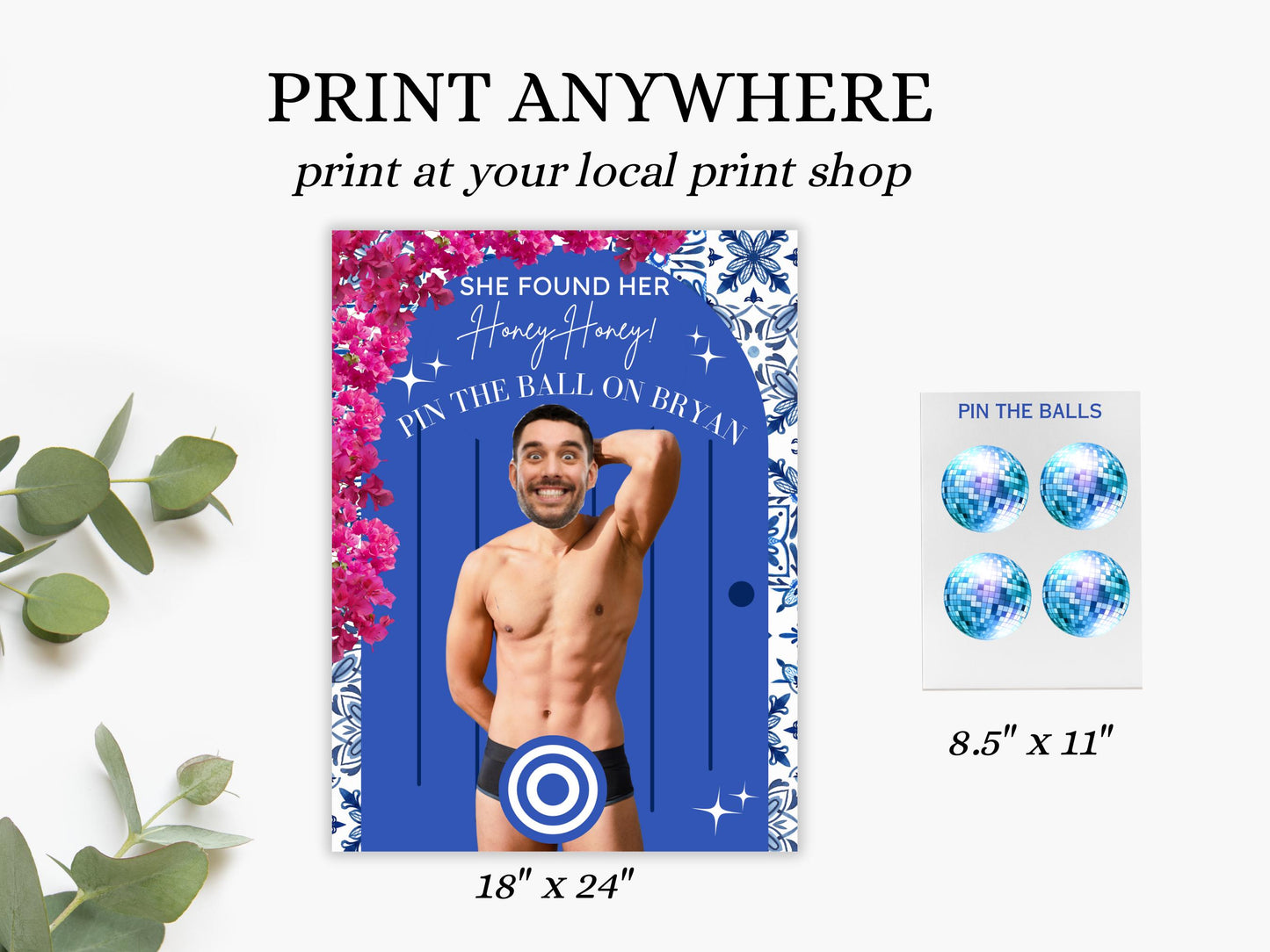Mamma Mia Bachelorette Personalized Game Printable Poster Dancing Queen Bridal Shower Last Disco Bach Theme Hen Do Weekend Groom face decor