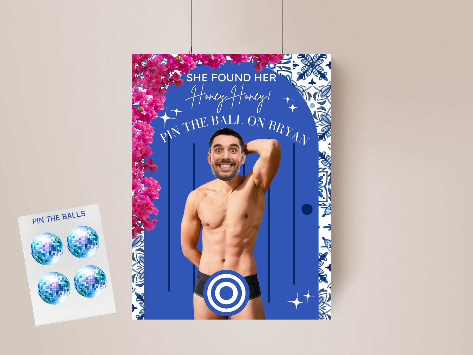 Mamma Mia Bachelorette Personalized Game Printable Poster Dancing Queen Bridal Shower Last Disco Bach Theme Hen Do Weekend Groom face decor