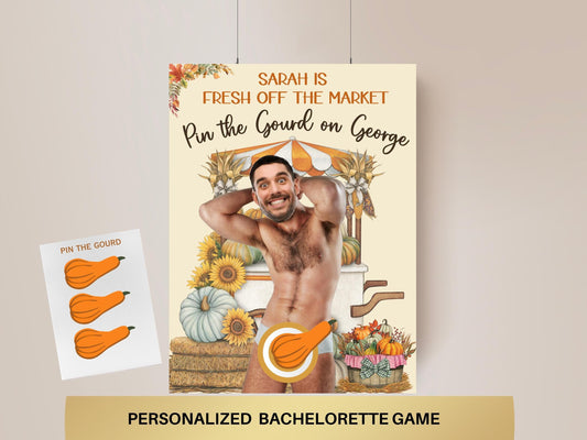 Off The Market Bachelorette Party Game Template Farmer's Market Bridal shower personalized decor sign Autumn Editable Games Groom Face Decor