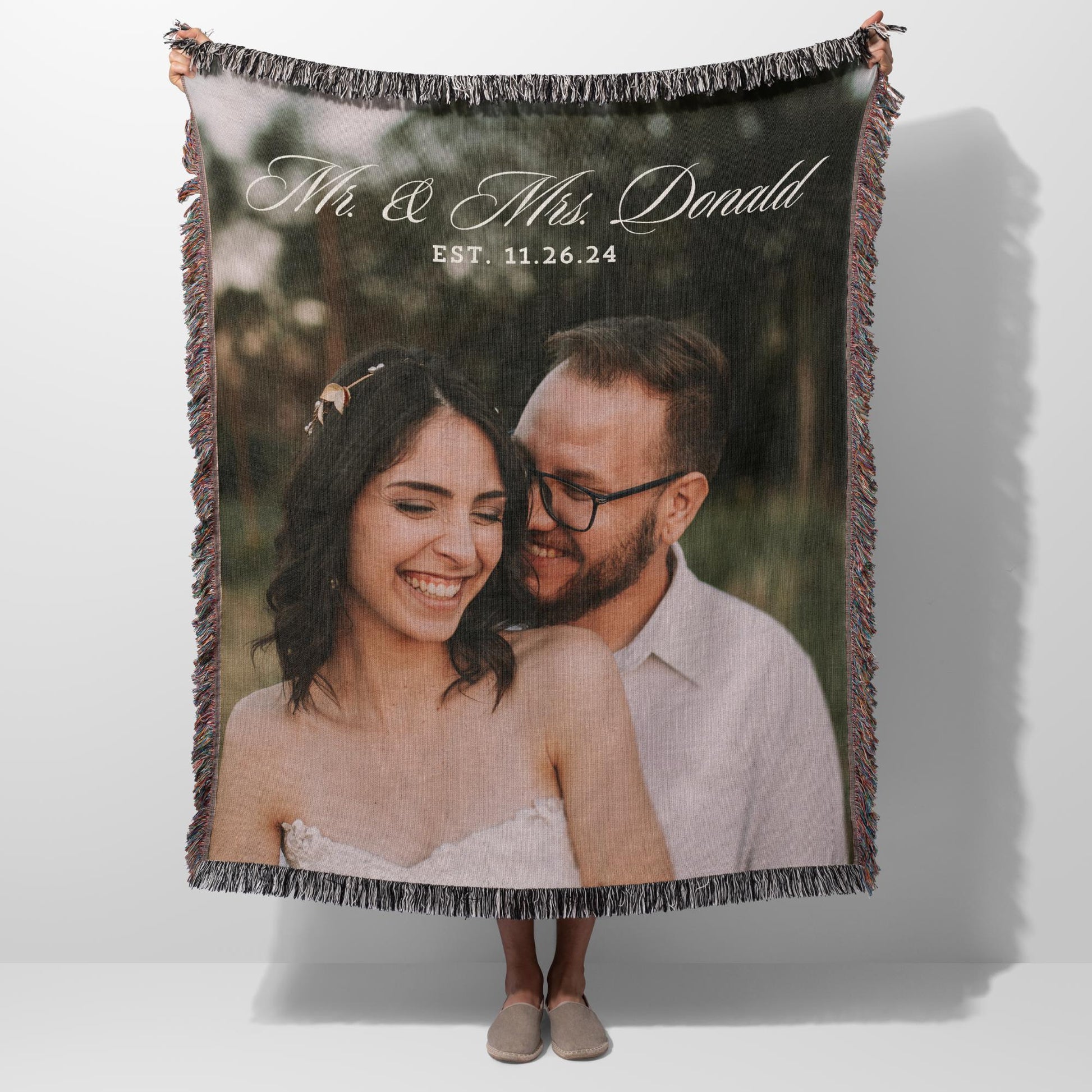 Personalized Photo Custom Tapestry Woven Cotton Throw Wedding Anniversary Blanket Custom Woven Throw Blanket Personalized Couples Gift