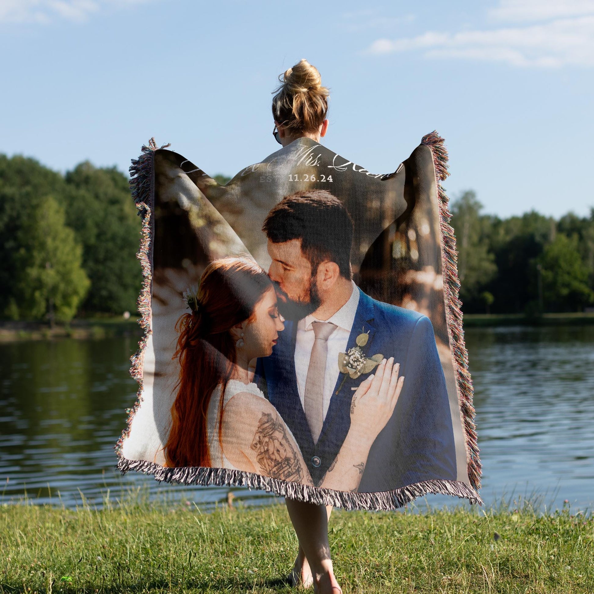 Personalized Photo Custom Tapestry Woven Cotton Throw Wedding Anniversary Blanket Custom Woven Throw Blanket Personalized Couples Gift