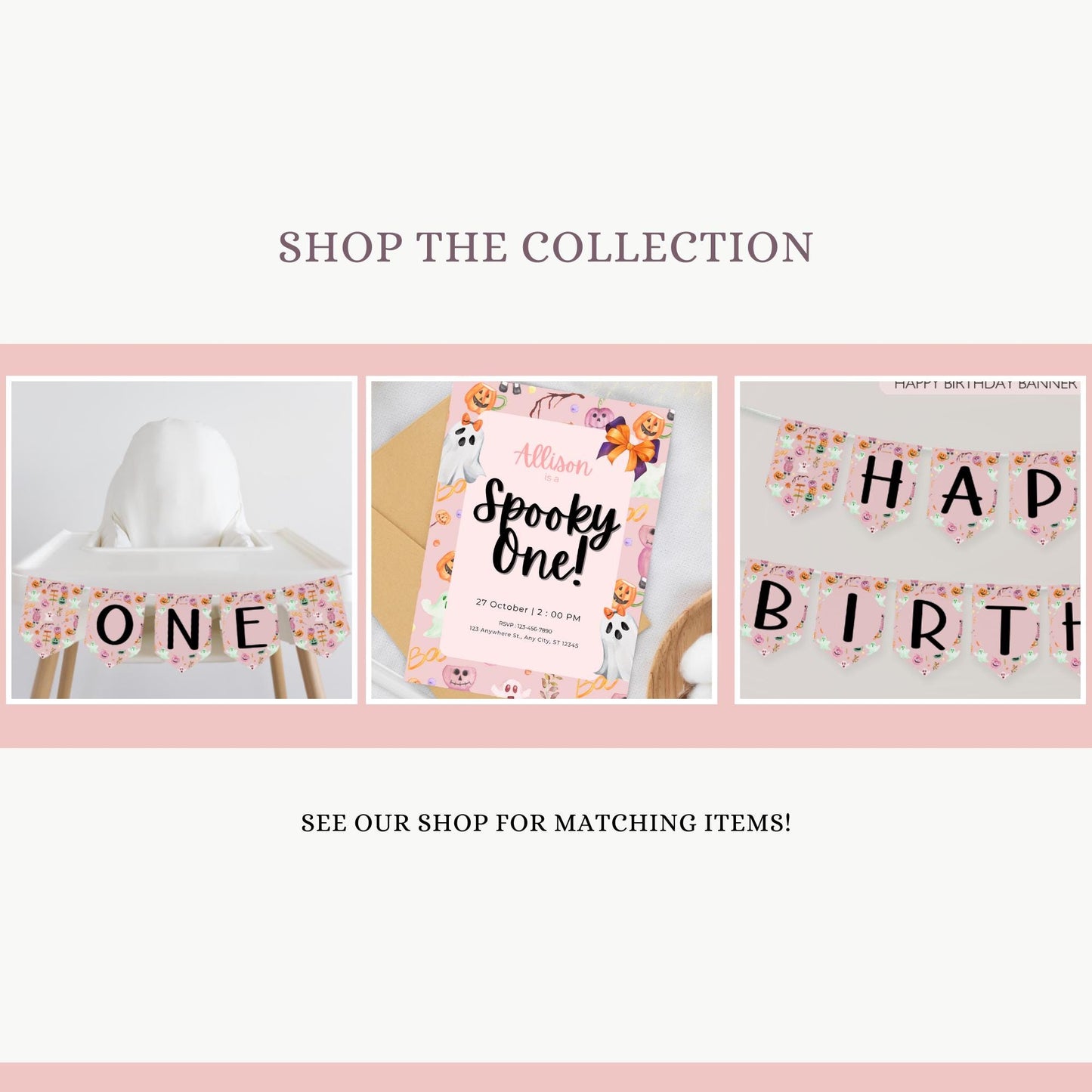 Editable Pink Halloween Ghost Monthly Banner Pink Ghost Spooky One Monthly Photo Banner Spooktacular Halloween Birthday Milestone photo sign